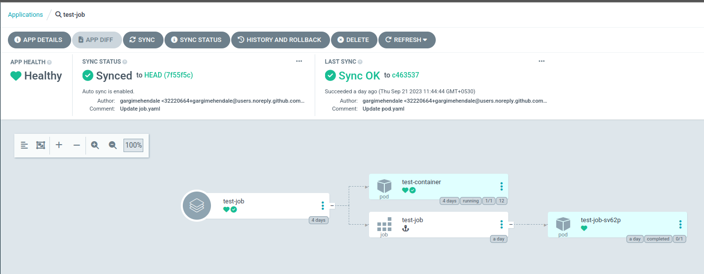 Argo CD application status