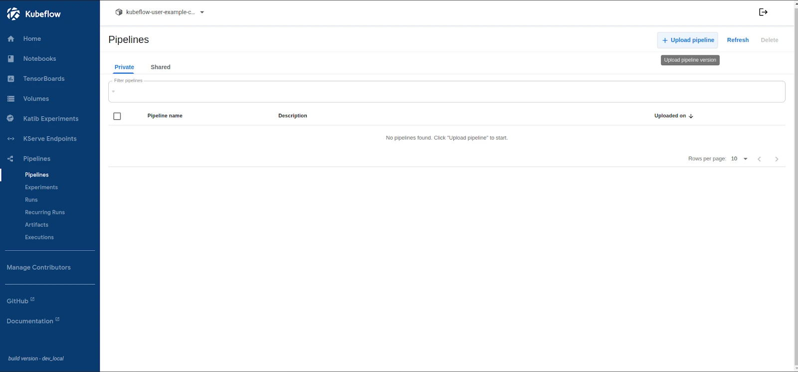 Open the Kubeflow UI
