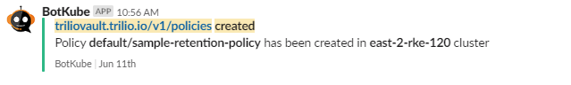 Slack notification for policy creation