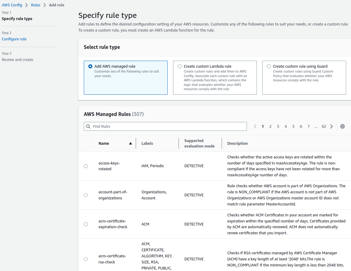 Specify rule type