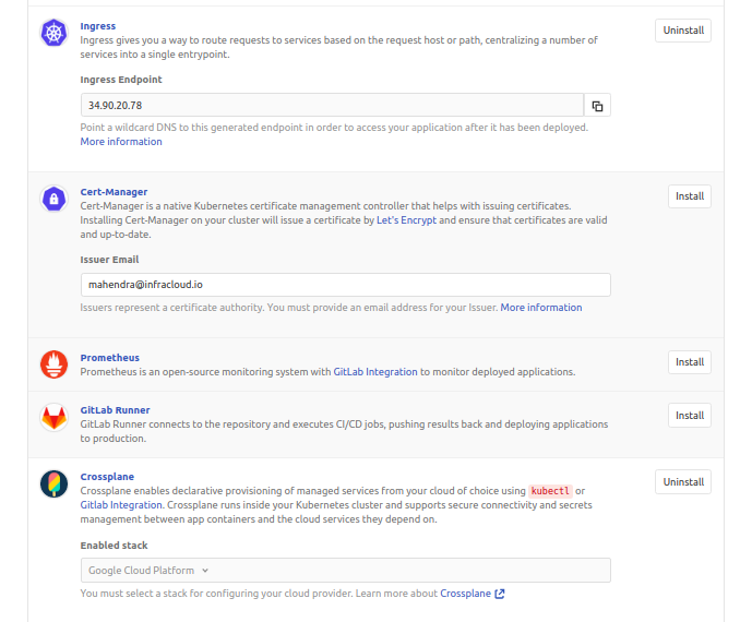 Install the Ingress controller and Crossplane with Google cloud
Platform